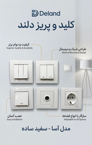 کلید و پریز دلند آسا سفید ساده