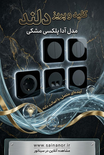 فارسی: کلید و پریز دلند مدل آدا پلکسی مشکی شامل کلید دوپل، کلی