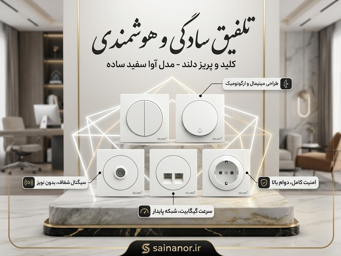 کلید و پریز دلند آدا سفید ساده